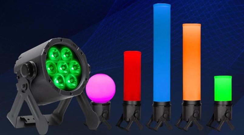 ADJ ElectraPix Par 7 met lichtzuilen en bol